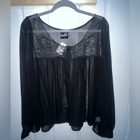 Audrey 3+1 Tops - Audrey 3+1 sheer blouse black size medium